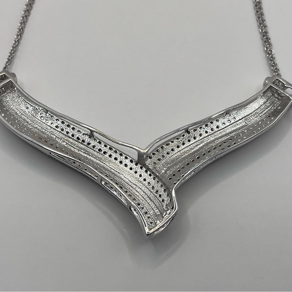 2 CT Natural Diamond Rhodium Evening Necklace - Picture 9 of 9